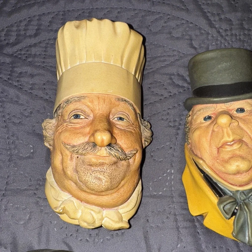 Vintage Bossons England Chalkware Heads~Bundle Lot Of 6~1960's~Wall Hangers